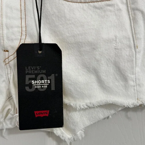 Levis 501 Original Shorts Womens 24 White NWT High Rise Cutoffs Boho Festival - Picture 4 of 13